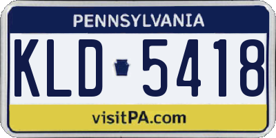 PA license plate KLD5418