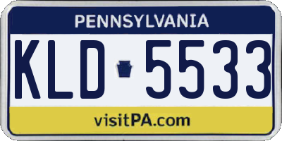 PA license plate KLD5533
