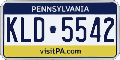 PA license plate KLD5542