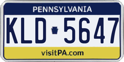 PA license plate KLD5647