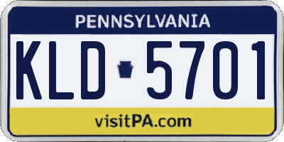 PA license plate KLD5701