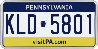 PA license plate KLD5801