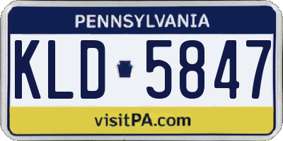 PA license plate KLD5847