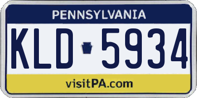 PA license plate KLD5934