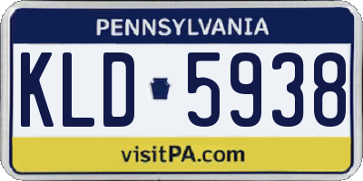 PA license plate KLD5938