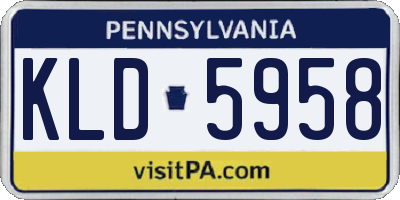 PA license plate KLD5958