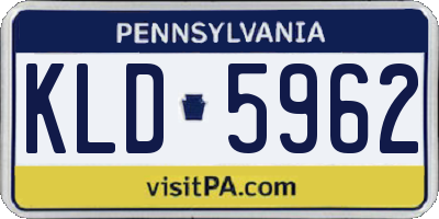 PA license plate KLD5962