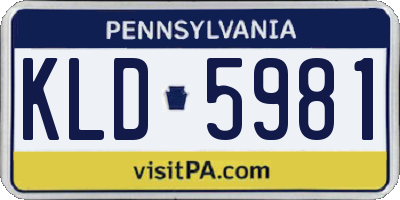 PA license plate KLD5981
