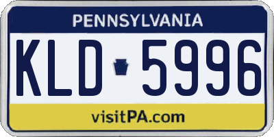 PA license plate KLD5996