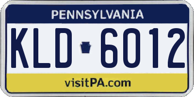 PA license plate KLD6012