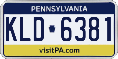 PA license plate KLD6381