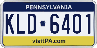 PA license plate KLD6401