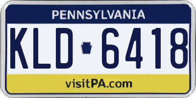PA license plate KLD6418
