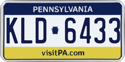 PA license plate KLD6433