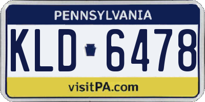 PA license plate KLD6478