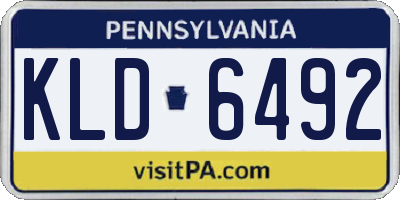 PA license plate KLD6492