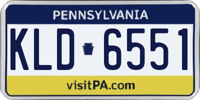 PA license plate KLD6551