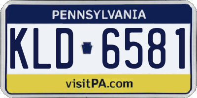 PA license plate KLD6581