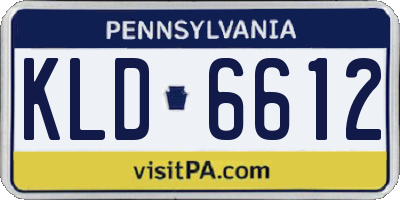 PA license plate KLD6612