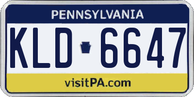 PA license plate KLD6647
