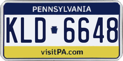PA license plate KLD6648