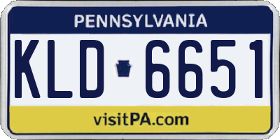 PA license plate KLD6651