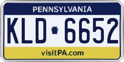 PA license plate KLD6652