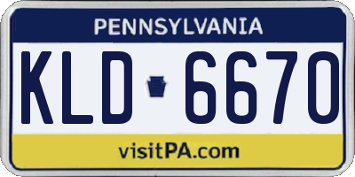 PA license plate KLD6670