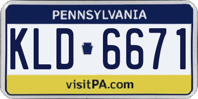 PA license plate KLD6671