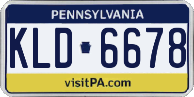 PA license plate KLD6678