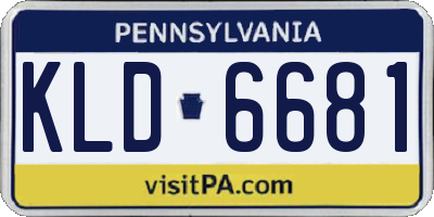 PA license plate KLD6681
