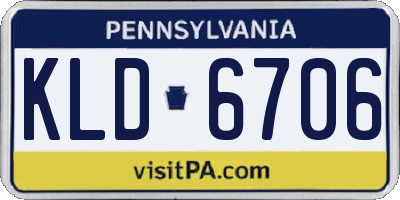 PA license plate KLD6706