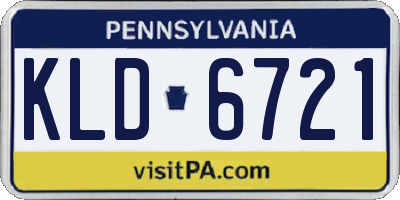 PA license plate KLD6721