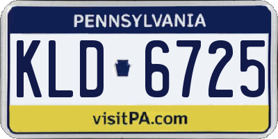 PA license plate KLD6725