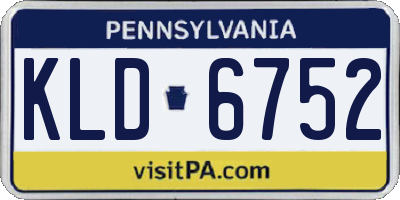 PA license plate KLD6752