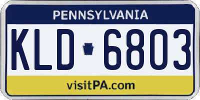 PA license plate KLD6803