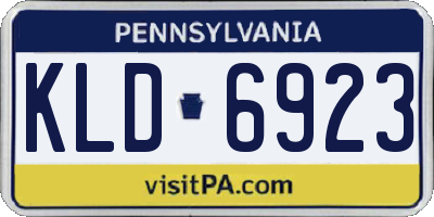 PA license plate KLD6923