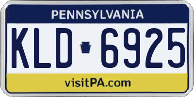 PA license plate KLD6925