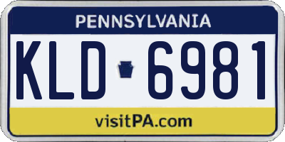 PA license plate KLD6981