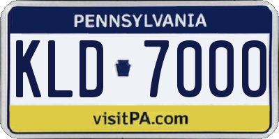PA license plate KLD7000