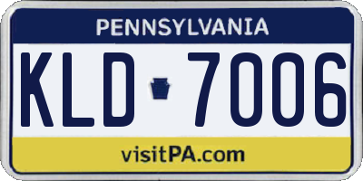 PA license plate KLD7006