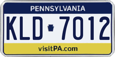 PA license plate KLD7012