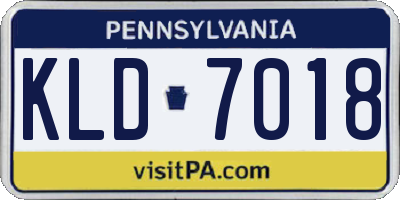 PA license plate KLD7018