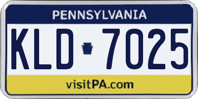 PA license plate KLD7025