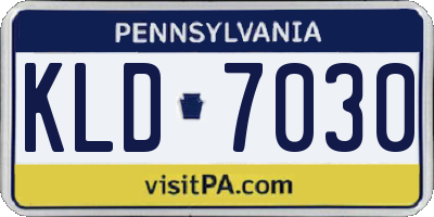 PA license plate KLD7030