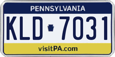 PA license plate KLD7031