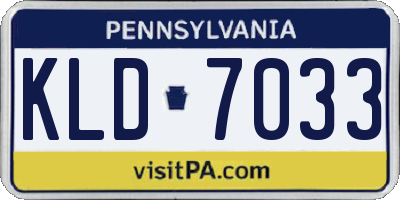 PA license plate KLD7033