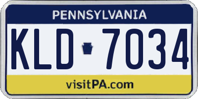 PA license plate KLD7034