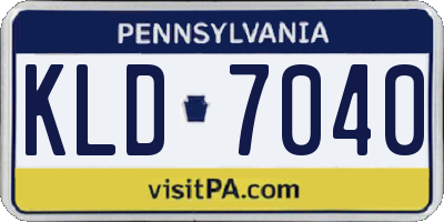 PA license plate KLD7040