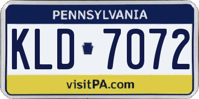 PA license plate KLD7072